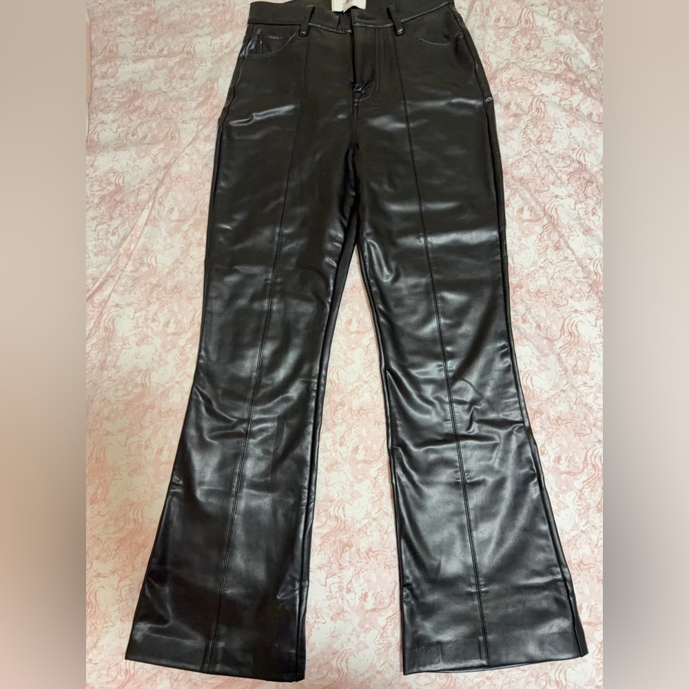 7 for all man kind Black Faux Leather Flared Pants